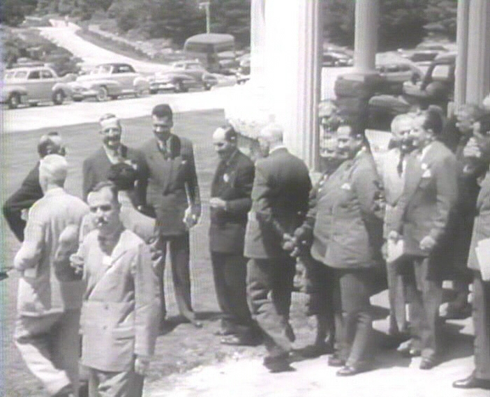 Delegates gathered after the opening ceremonies of the Bretton Woods Conference in 1944.